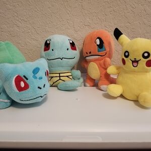 Pokemon Plush Toy Set - Pikachu, Charmander, Squirtle, Bulbasaur